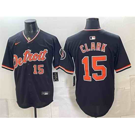 Men Detroit Tigers 15 Max Clark Black Alternate 2026 Cool Base Stitched Baseball Jersey