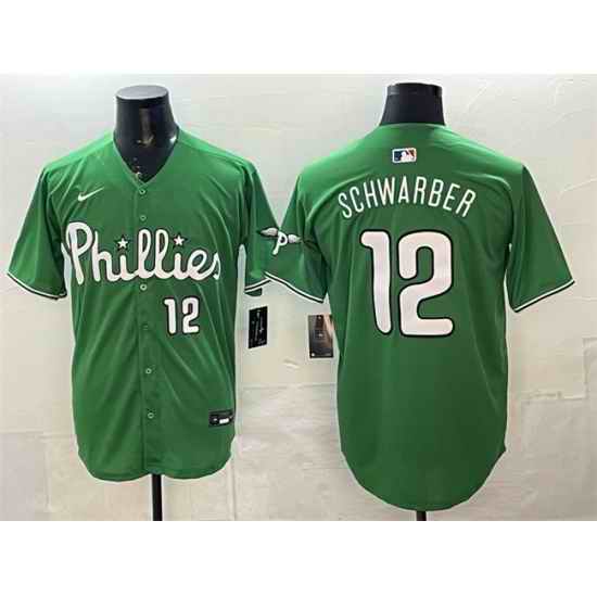Men Philadelphia Phillies 12 Kyle Schwarber Green Limited Stitched Jersey