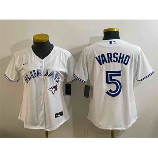 Youth Toronto Blue Jays  5 Daulton Varsho White Cool Base Stitched Baseball Jersey