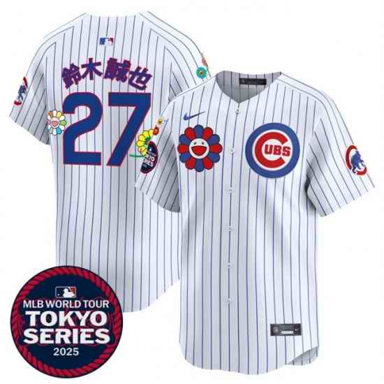 Men Chicago Cubs 27  u9234 u6728 u8AA0 u4E5F White 2025 Tokyo Series Limited Stitched Baseball Jersey