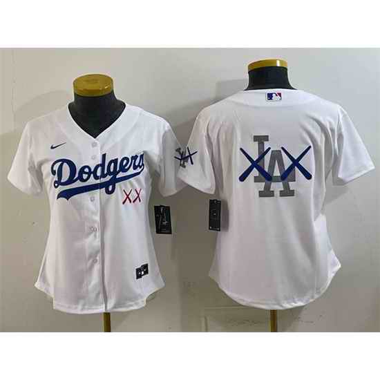 Youth Los Angeles Dodgers Team Big Logo White Vapor Premier Limited Stitched Baseball Jersey