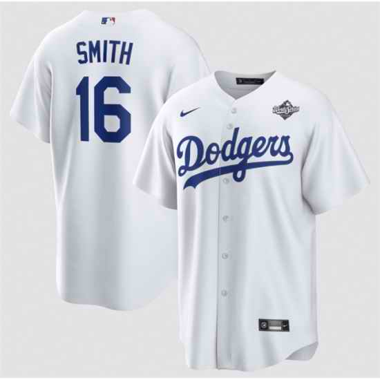 Men Los Angeles Dodgers 16 Will Smith White 2025 World Series Home Cool Base Stitched Baseball Jersey