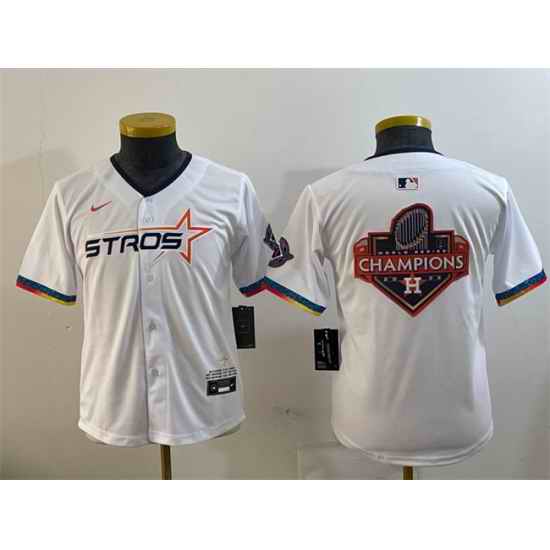 Youth Houston Astros Team Big Logo White 2025 City Connect Limited Stitched Baseball Jersey 001