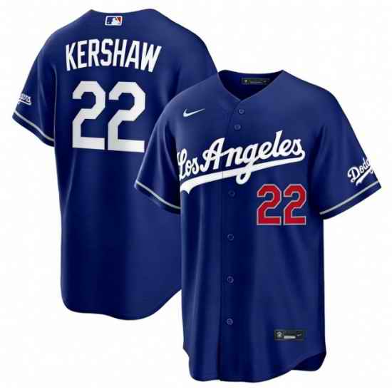 Men Los Angeles Dodgers Clayton Kershaw 22 Blue 2026 Gold Collection Stadium Stitched Baseball Jersey
