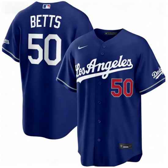 Men Los Angeles Dodgers Mookie Betts 50 Blue 2026 Gold Collection Stadium Stitched Baseball Jersey