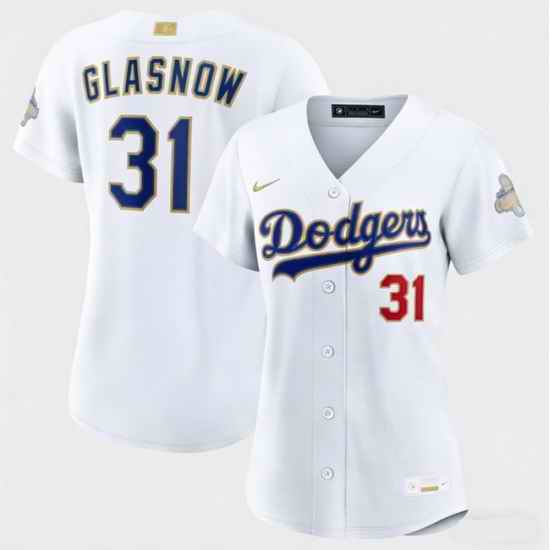 Women Los Angeles Dodgers Tyler Glasnow Nike White 2026 Gold Collection Stadium Jersey