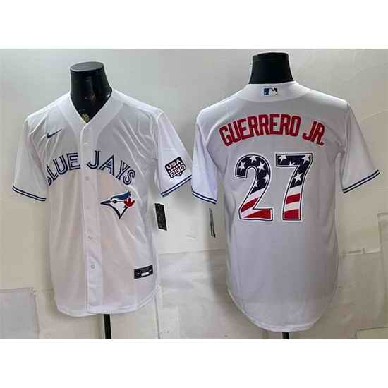 Men Toronto Blue Jays  27 Vladimir Guerrero Jr  White 2026 USA 250 Fourth of July Stitched Baseball Jersey