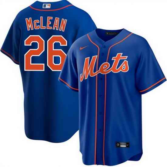 Men New York Mets  26 Nolan McLean Blue Cool Base Stitched Baseball Jersey