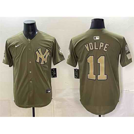 Men New York Yankees  11 Anthony Volpe Olive 2026 Armed Forces Day Stitched Baseball Jersey