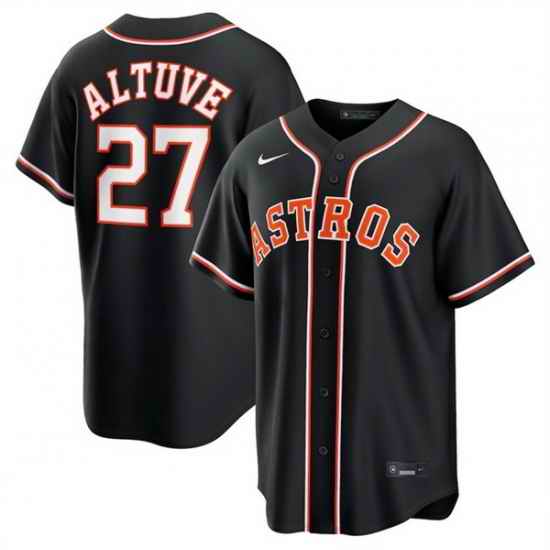 Men Houston Astros  27 Jose Altuve 2026 Fashion Replica Black Out Stitched Baseball Jersey