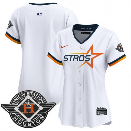Women Houston Astros Blank White 2025 City Connect Limited Stitched Baseball Jersey