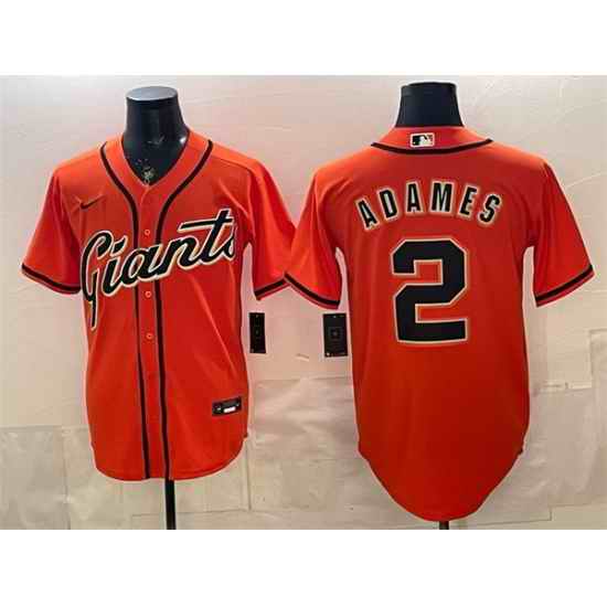 Men San Francisco Giants  2 Willy Adames Orange Cool Base Stitched Baseball Jersey
