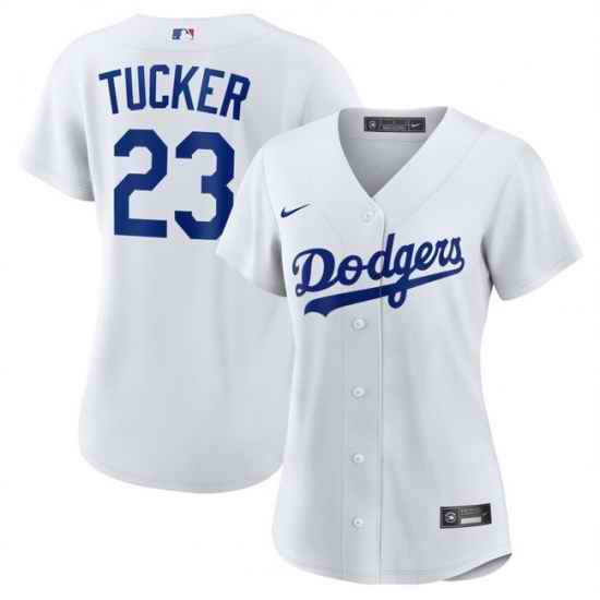 Women Los Angeles Dodgers 23 Kyle Tucker White Cool Base Stitched Baseball Jersey