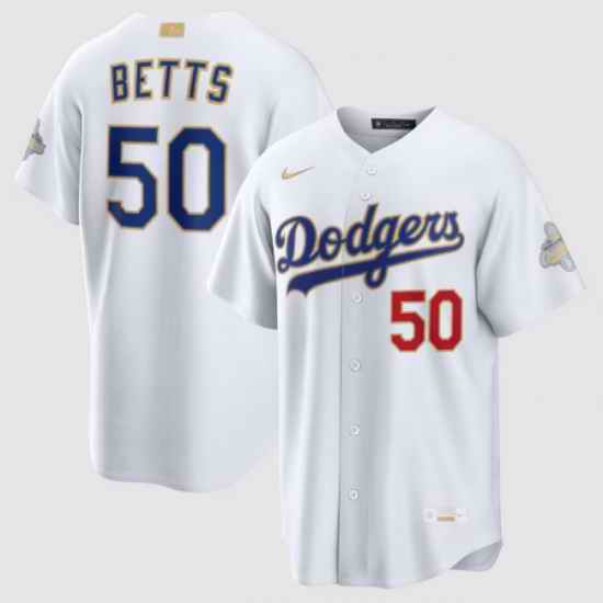 Men Los Angeles Dodgers Mookie Betts Nike White 2026 Gold Collection Stadium Jersey