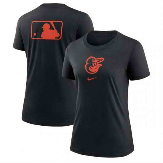 Women Baltimore Orioles Black Early Work Tri Blend Dri FIT T Shirt