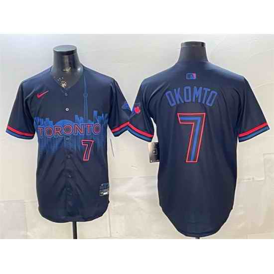 Men Toronto Blue Jays  7 Kazuma Okamoto Navy 2024 City Connect Limited Stitched Baseball Jersey