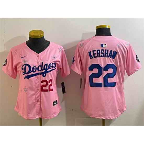 Youth Los Angeles Dodgers 22 Clayton Kershaw Pink 2025 Tokyo Series Limited Stitched Baseball Jersey