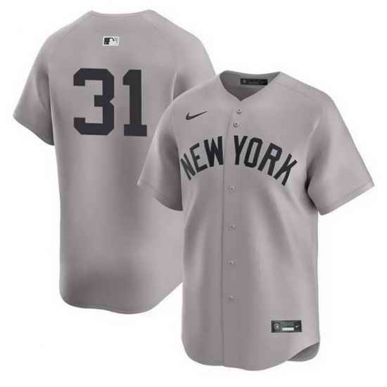 Men New York Yankees  31 Cam Schlittler Grey 2026 Road Limited Stitched Baseball Jersey 1