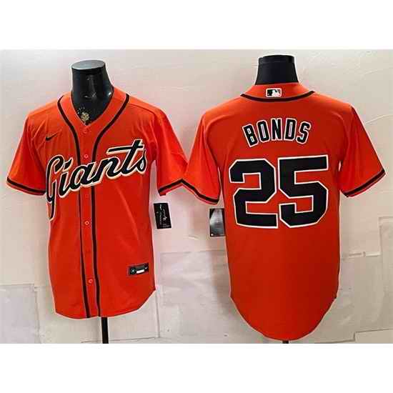 Men San Francisco Giants  25 Barry Bonds Orange Cool Base Stitched Baseball Jersey