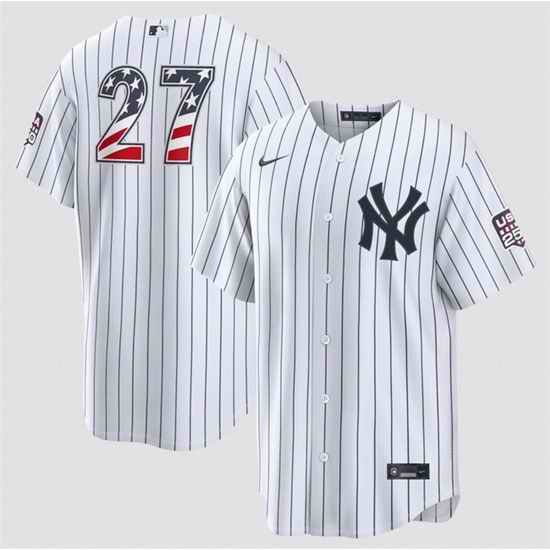 Men New York Yankees  27 Giancarlo Stanton White 2026 USA 250 Fourth of July Home Stadium Stitched Baseball Jersey