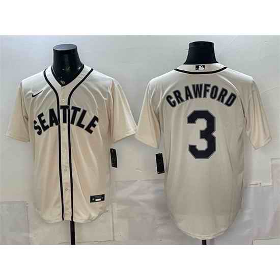 Men Seattle Mariners  3 J P  Crawford Cream With Name Alternate Stitched Baseball Jersey