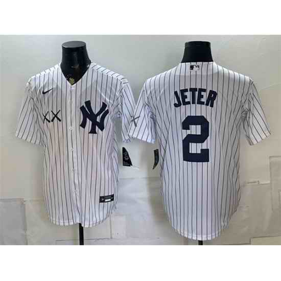 Men New York Yankees x KAWS  2 Derek Jeter White Stadium Stitched Baseball Jersey