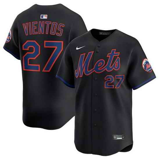 Men New York Mets 27 Mark Vientos Black Alternate Limited Stitched Baseball Jersey