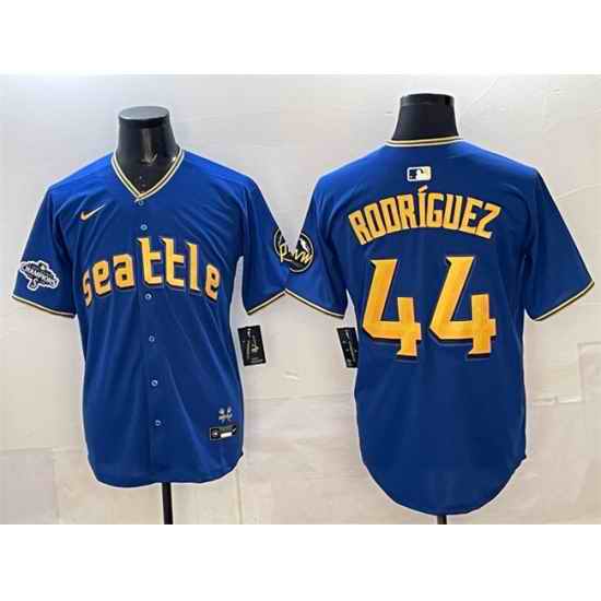 Men Seattle Mariners 44 Julio Rodr EDguez Royal With 2025 AL West Division Champions Patch City Connect Limited Stitched Baseball Jersey