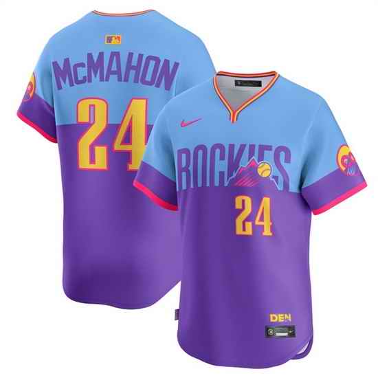 Men Colorado Rockies 24 Ryan McMahon Purple Light Blue 2025 City Connect Limited Stitched Baseball Jersey