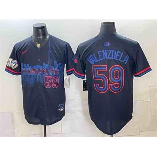 Men Toronto Blue Jays  59 Brandon Valenzuela Navy 50 Seasons Patch 2024 City Connect Limited Stitched Baseball Jersey