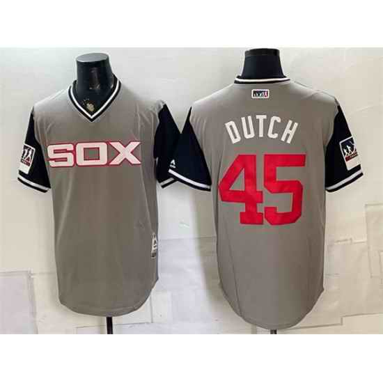 Men Chicago White Sox  45 Dutch Grey Stitched Baseball Jersey