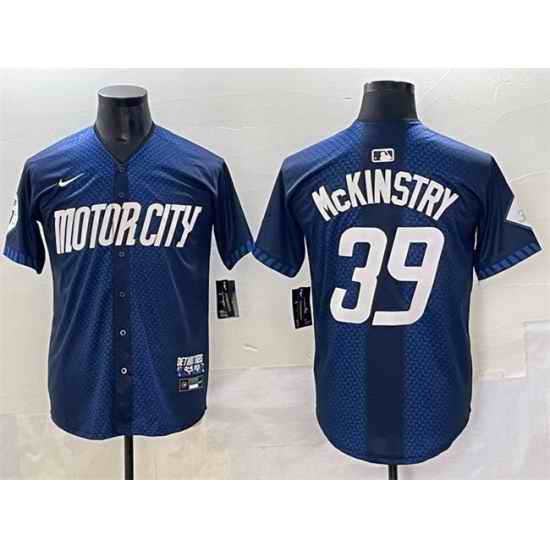 Men Detroit Tigers 39 Zach McKinstry 2024 Navy City Connect Cool Base Limited Stitched Jersey