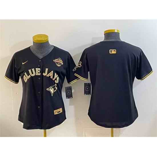 Women Toronto Blue Jays Blank Black Gold 2025 American League Champions Limited Stitched Baseball Jersey