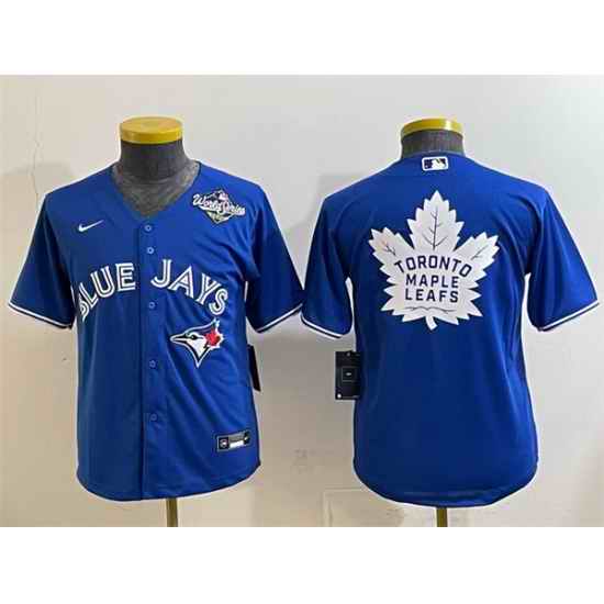 Youth Toronto Blue Jays  26 Leafs Royal 2025 World Series With White Leafs Logo Cool Base Stitched Baseball Jersey