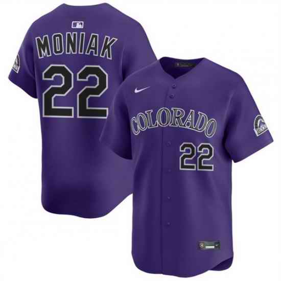 Men Colorado Rockies 22 Mickey Moniak Purple Limited Stitched Baseball Jersey