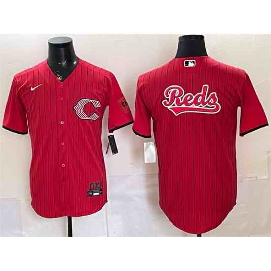 Men Cincinnati Reds Team Big Logo Red 2026 City Connect Stadium Stitched Baseball Jersey