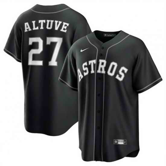 Men Houston Astros 27 Jose Altuve Black Lights Out Limited Stitched Baseball Jersey