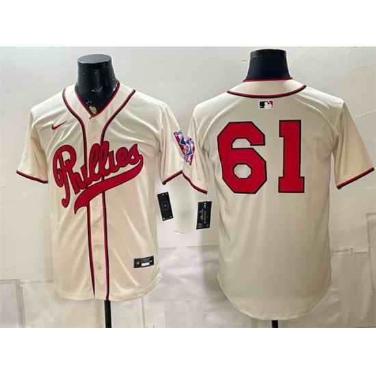 Men Philadelphia Phillies 61 Cristopher Sanchez Cream 2026 Field of Dreams Stadium Stitched Baseball Jersey