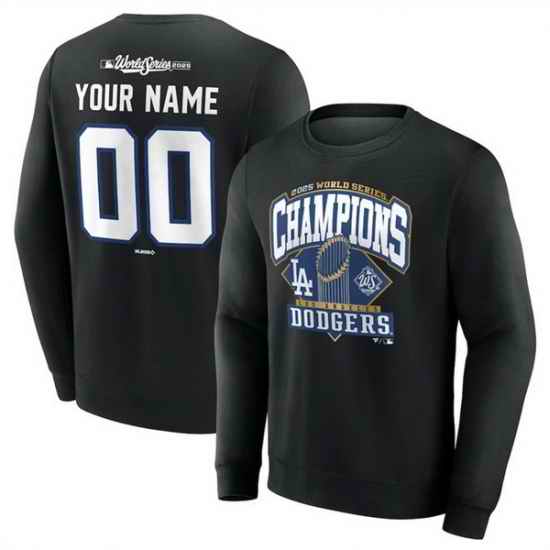 Men Los Angeles Dodgers Black 2025 World Series Champions Custom Name  26 Number Fleece Sweatshirt