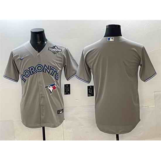 Men Toronto Blue Jays Blank Grey 2025 World Series Cool Base Stitched Baseball Jersey