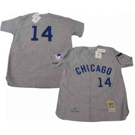 Men Chicago Cubs 14 Ernie Banks Gray 1969 Stitched Baseball Jersey
