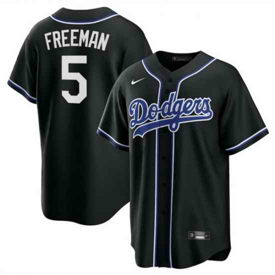 Men Los Angeles Dodgers 5 Freddie Freeman Black Lights Out Limited Stitched Baseball Jersey