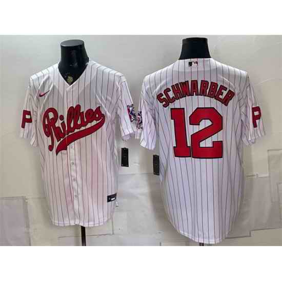 Men Philadelphia Phillies  12 Kyle Schwarber White 2026 Field of Dreams Stadium Stitched Baseball Jerseys