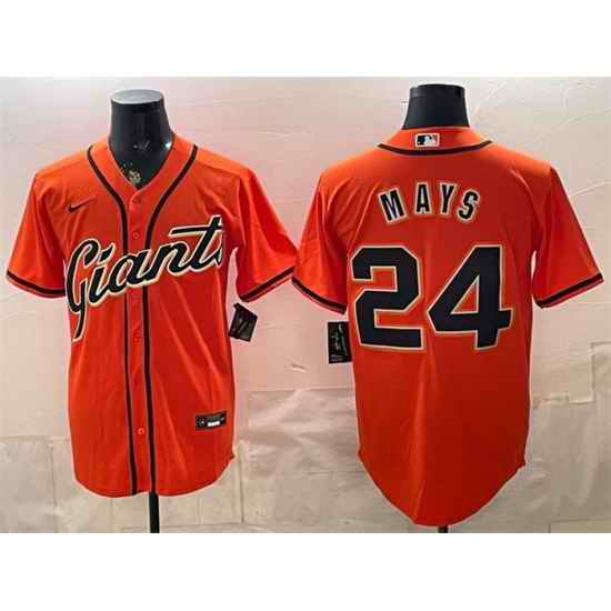 Men San Francisco Giants  24 Willie Mays Orange Cool Base Stitched Baseball Jersey