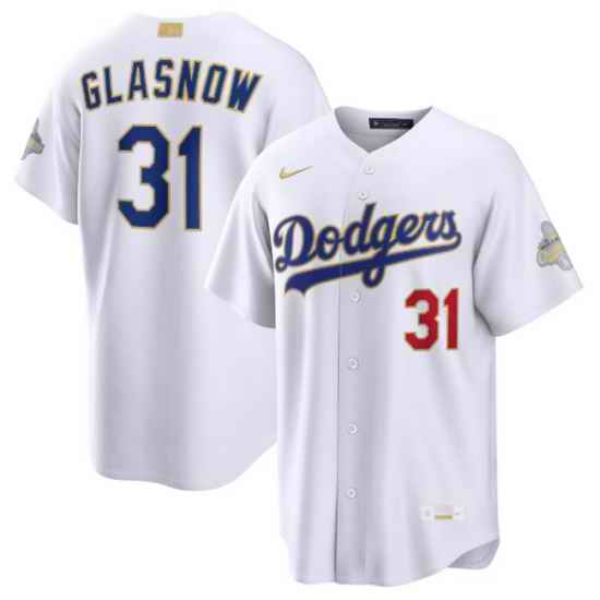 Men Los Angeles Dodgers Tyler Glasnow Nike White 2026 Gold Collection Stadium Jersey
