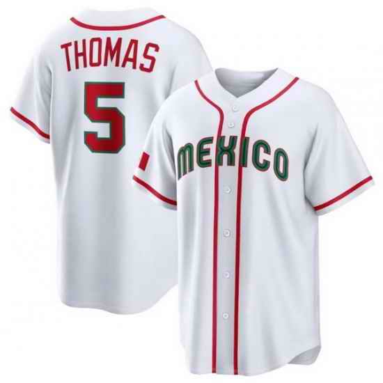 Men Mexico Baseball 5 Alek Thomas White 2026 World Baseball Classic Stadium Stitched Jersey
