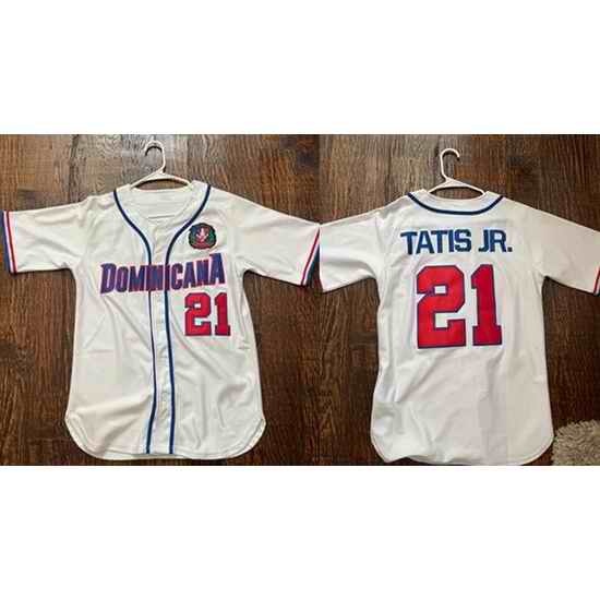 Men Dominican 21 Tatis White Stitched Baseball Jersey
