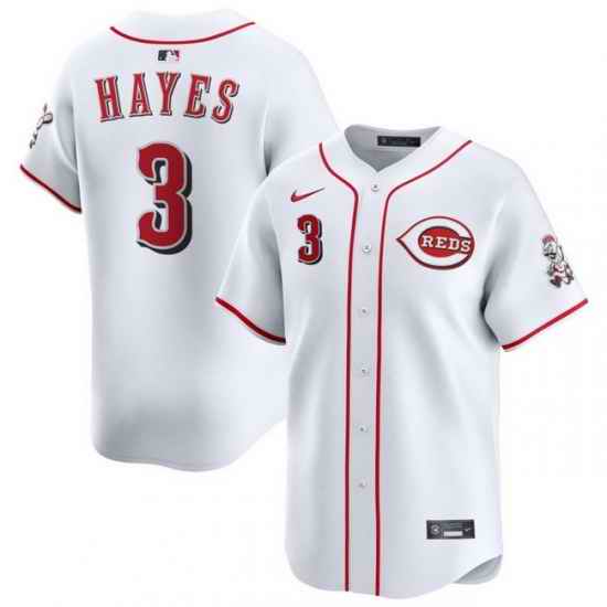 Men Cincinnati Reds Nike White Home Limited Custom Jersey Hayes Ke'Bryan 3