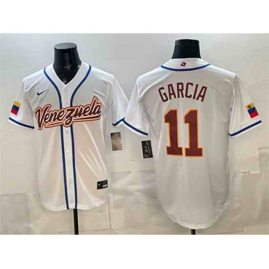 Men Venezuela Baseball  11 Maikel Garcia White 2026 World Baseball Classic Home Stadium Stitched Jersey