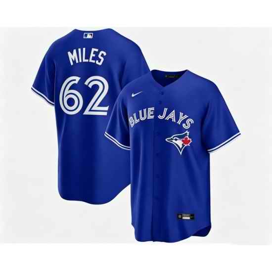 Men Toronto Blue Jays Spencer Miles 62 Blue Away Flex Base Stitched Baseball Jersey
